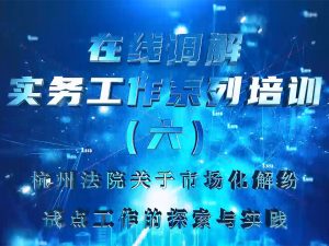 在线调解实务工作系列培训（第六期）-杭州法院关于市场化解纷试点工作的探索与实践